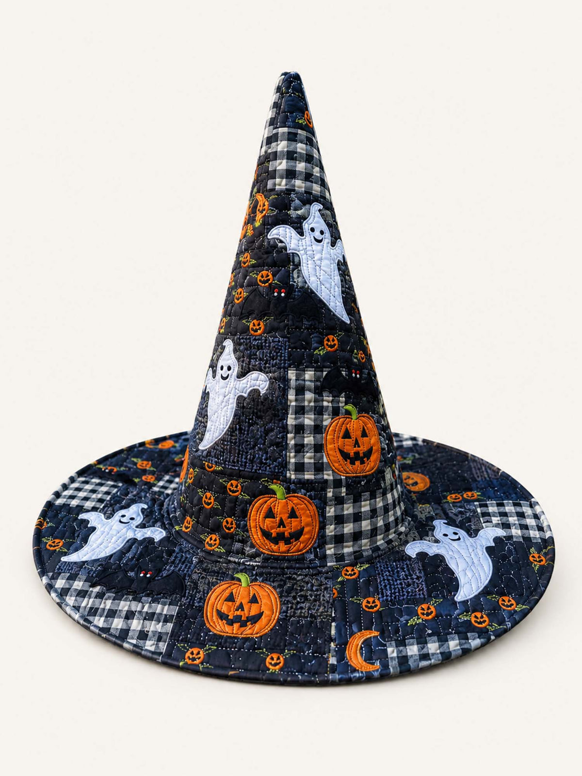 Handmade Quilted Witch Hat β Halloween Ghosts