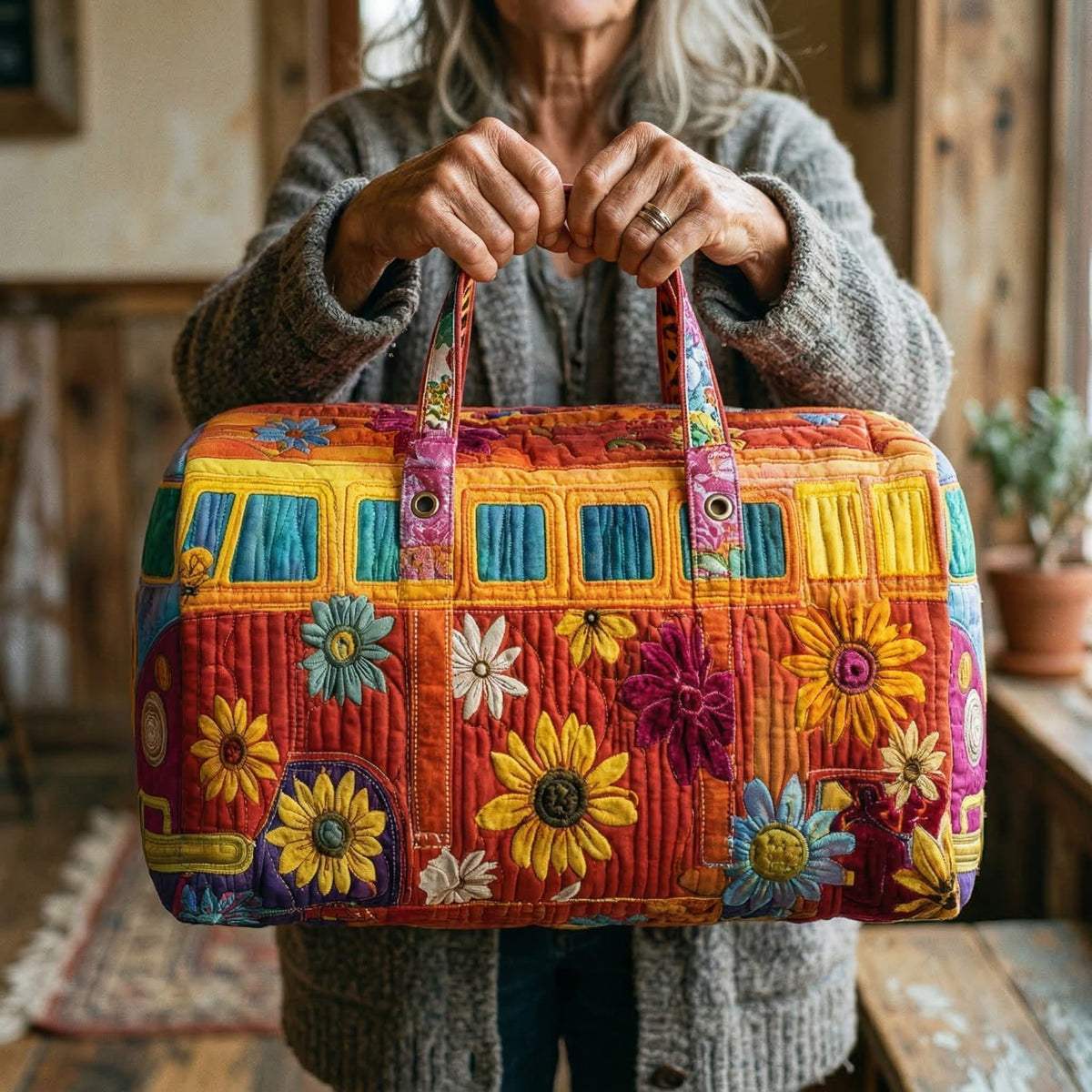 Quilted Travel Bag – Hippie Bus