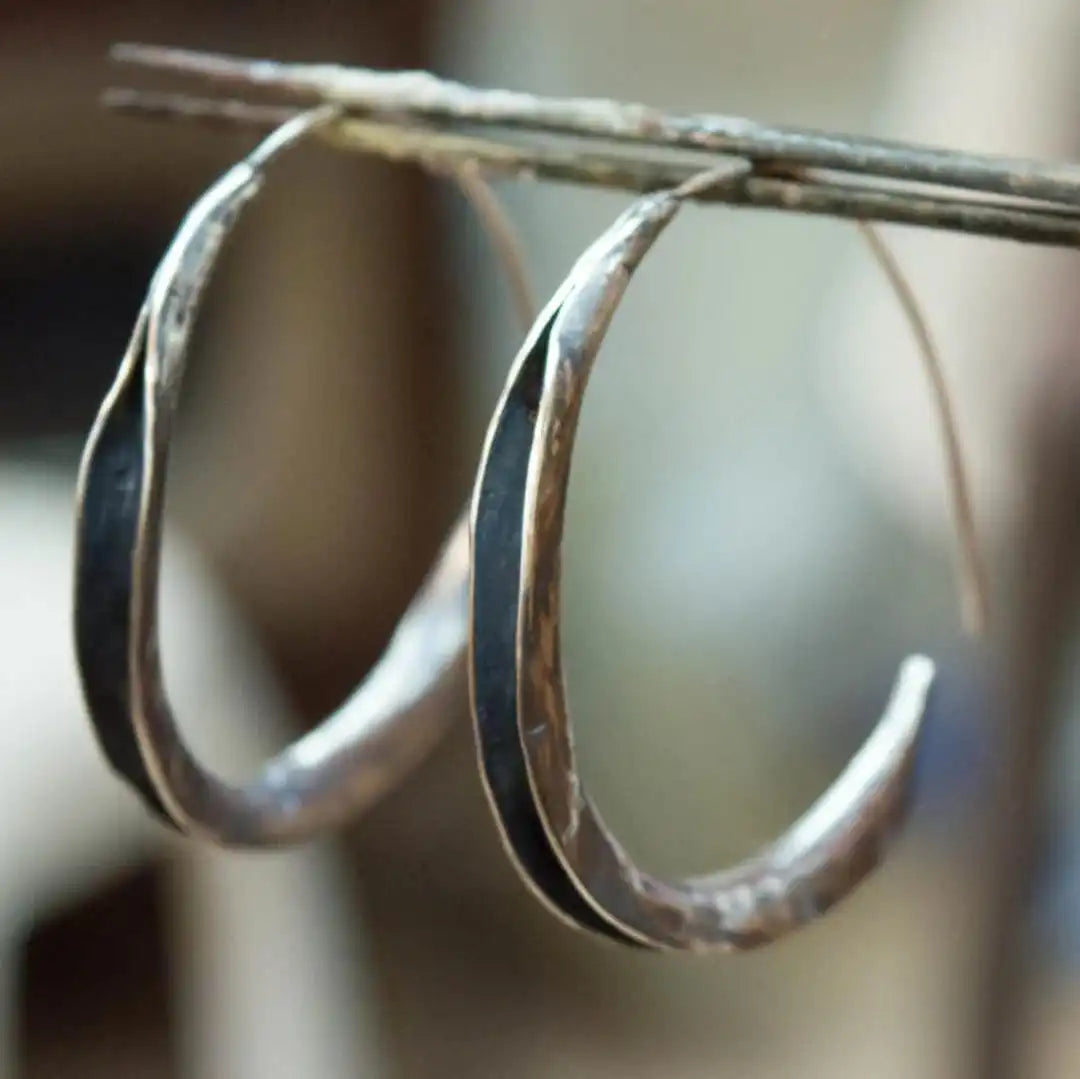 Large Open Hoop Earrings in Silver