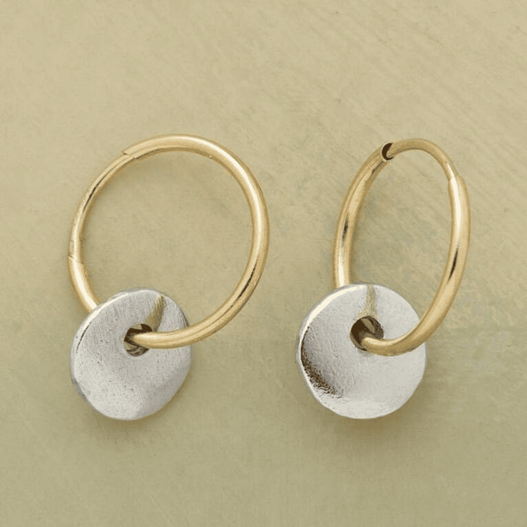 Hoop Earrings with Silver Disc