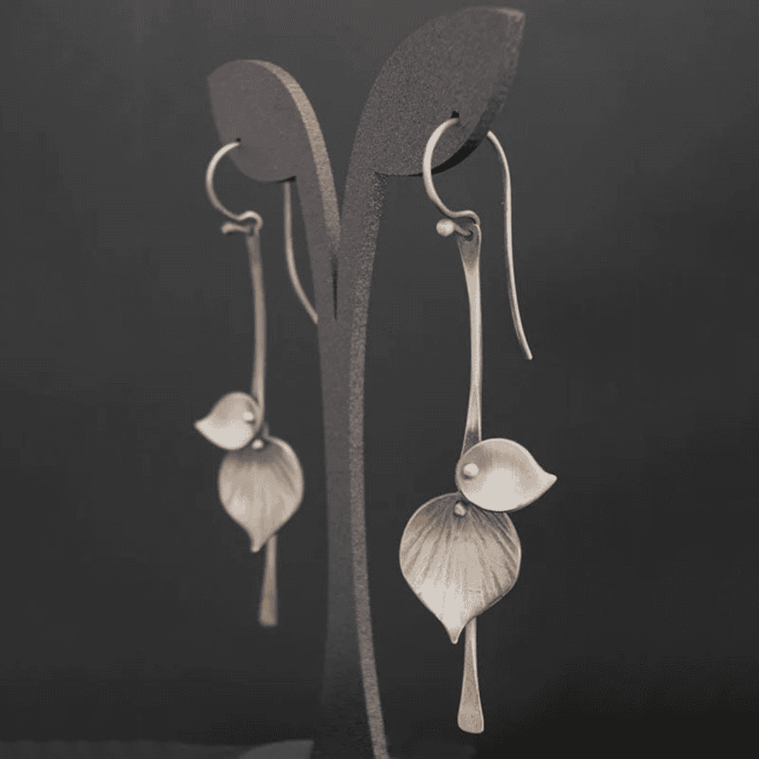 Drop Earrings with Silver Leaves