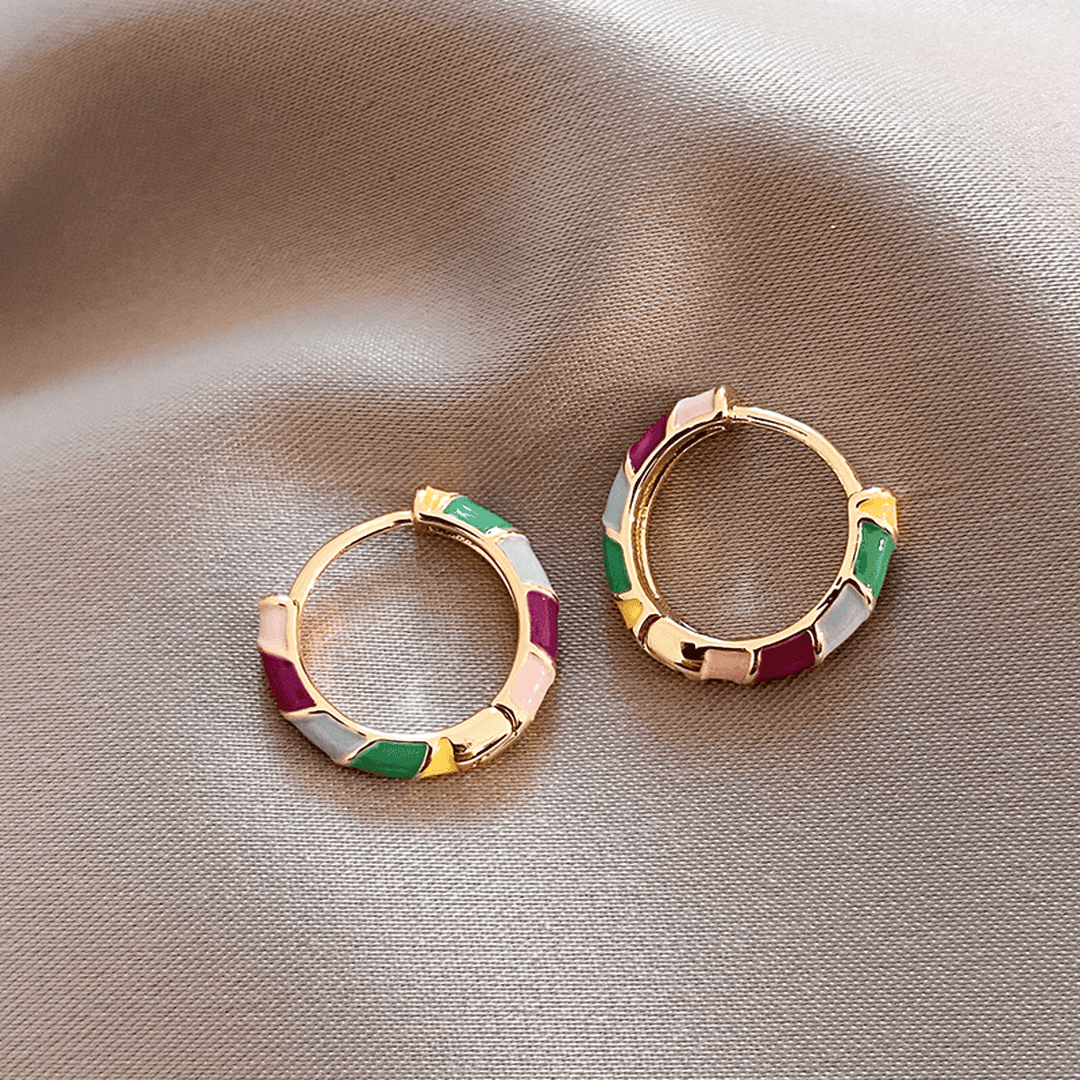 Colourful Mini Hoop Earrings with Enamel