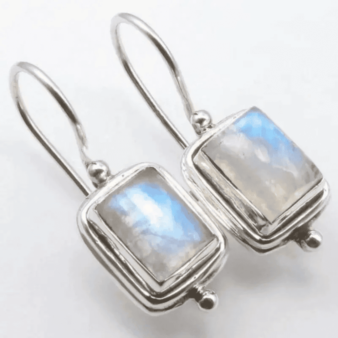 Angular Drop Earrings in Moonstone Look