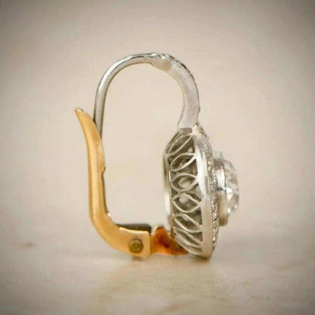 Vintage Earrings with Zirconia in Gold and Silver