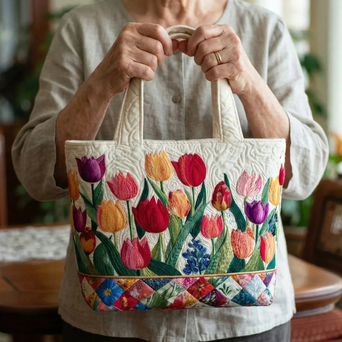 Handmade Quilted Bag – Tulip Garden