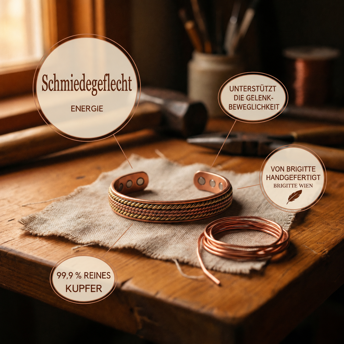 Luma & Reed Copper Bracelet “Forged Weave”
