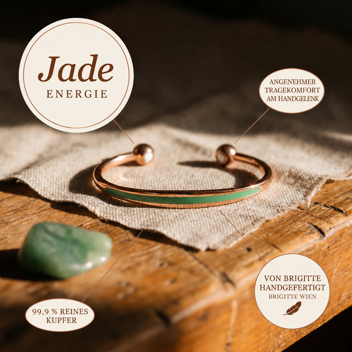 Luma & Reed Copper Bracelet “Jade”