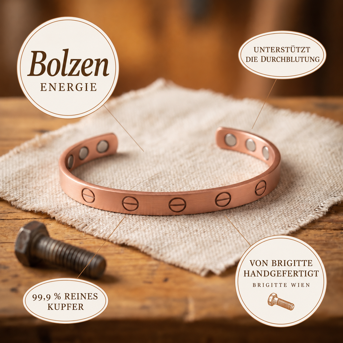 Luma & Reed Copper Bracelet “Bolt”