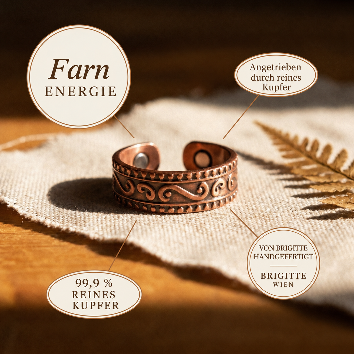 Luma & Reed Copper Ring “Fern”