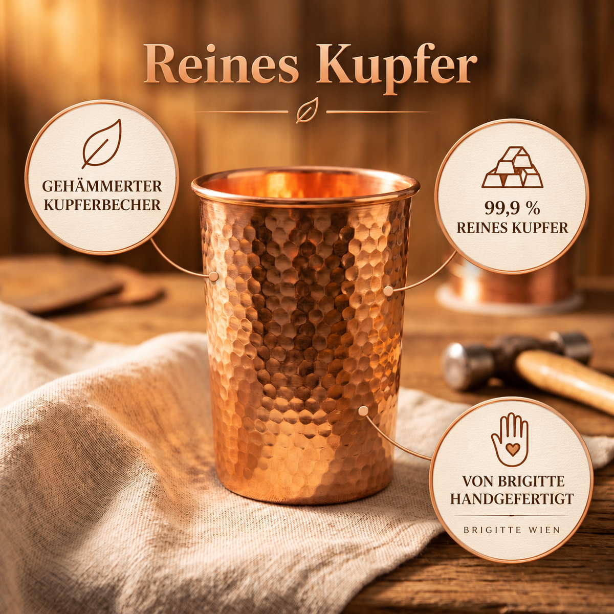 Luma & Reed – Cup in Pure Copper