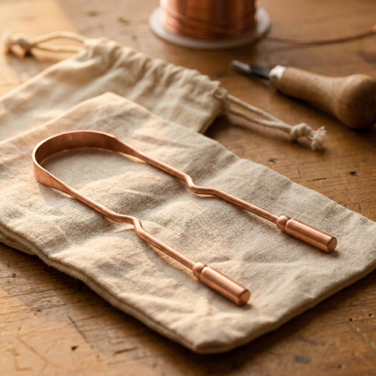 Luma & Reed – Tongue Scraper in Pure Copper