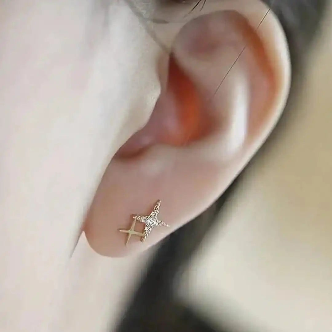 Star Stud Earrings with Zirconia