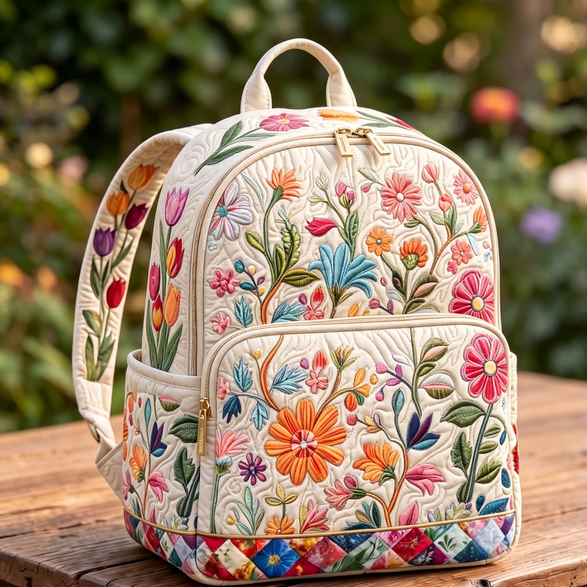 Quilted Backpack – Colourful Wildflowers