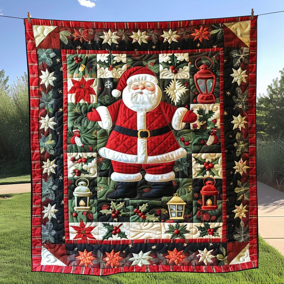Quilted Blanket with Santa Claus