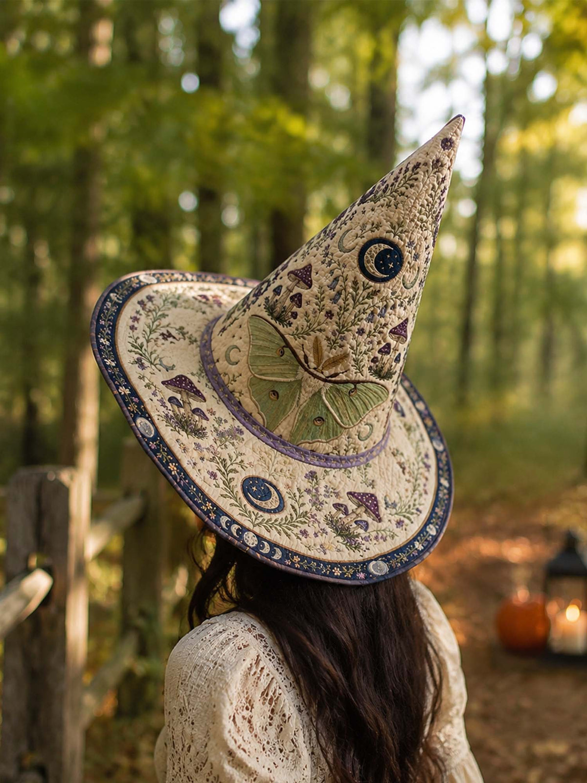 Handmade Quilted Witch Hat – Botanical Fantasy World in Country Style