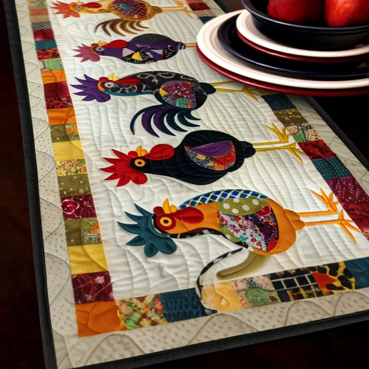 Quilted Table Runner - Chicken Parade
