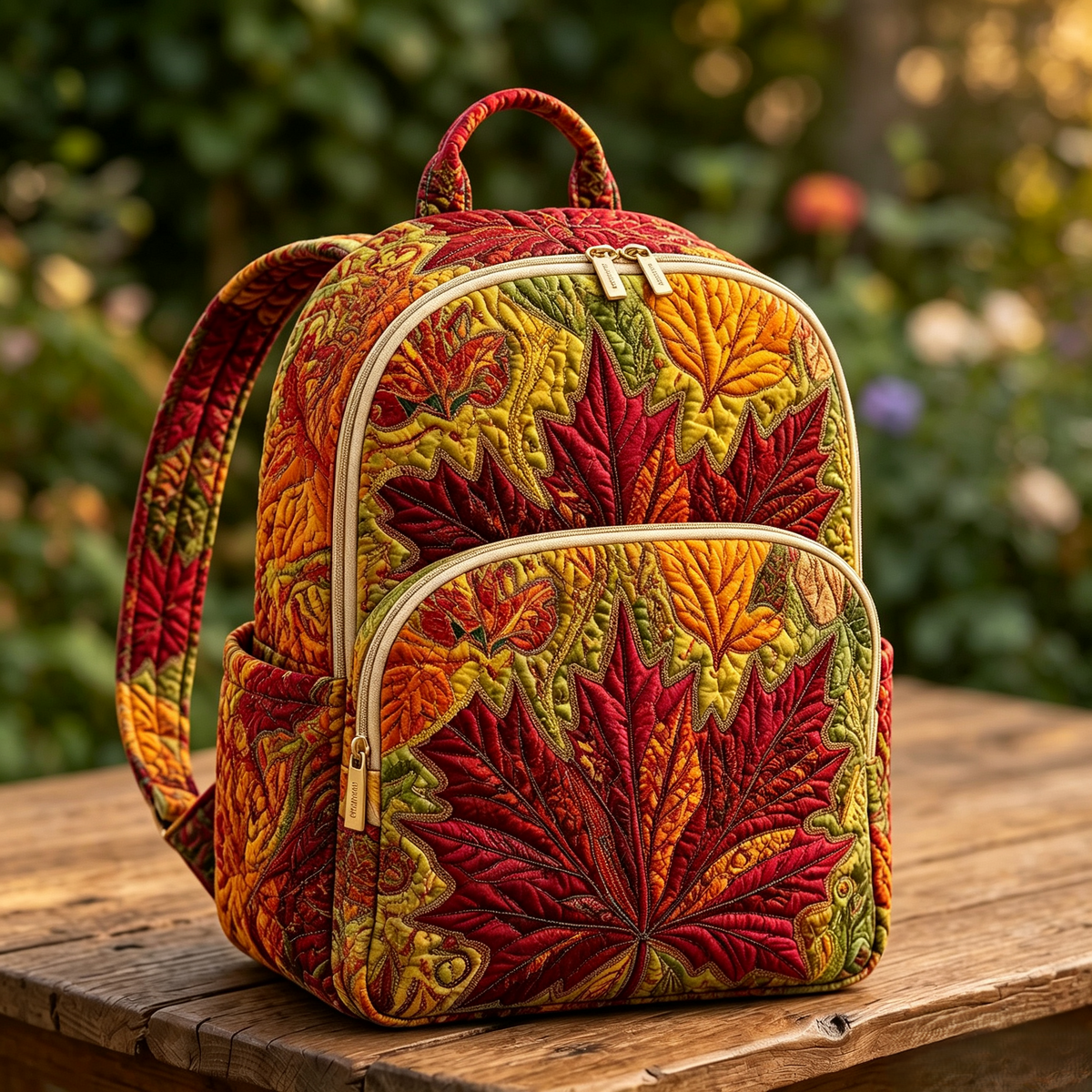 Quilted Backpack – Maple Leaves