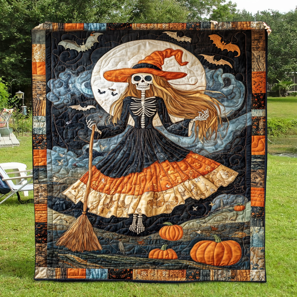 Quilted Blanket with Ghost Cat