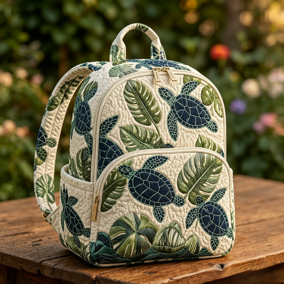 Quilted Backpack – Tropical Sea Turtles