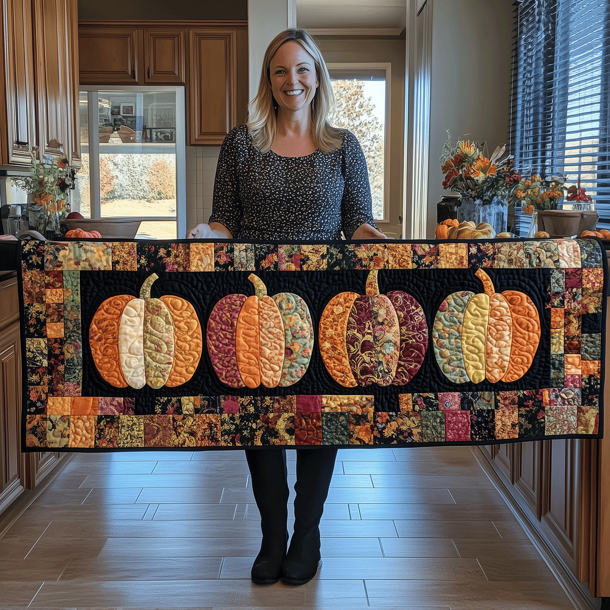 Quilted Table Runner – Pumpkin Design