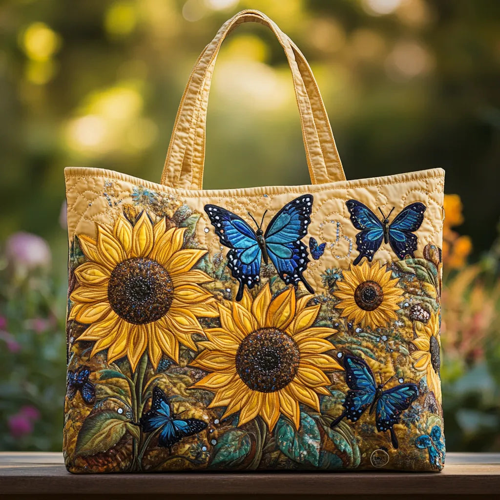 Handmade Sunflower and Blue Butterfly Bag