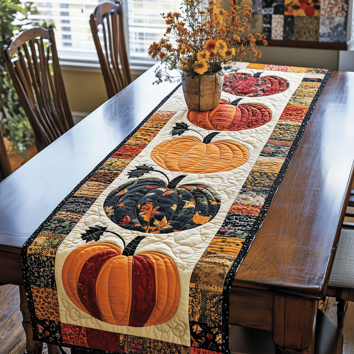 Quilted Table Runner – Pumpkin Design