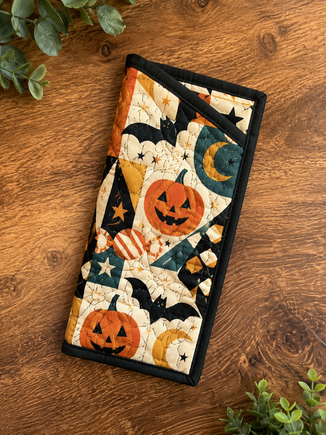 Quilted Glasses Case – Halloween Pumpkin Field