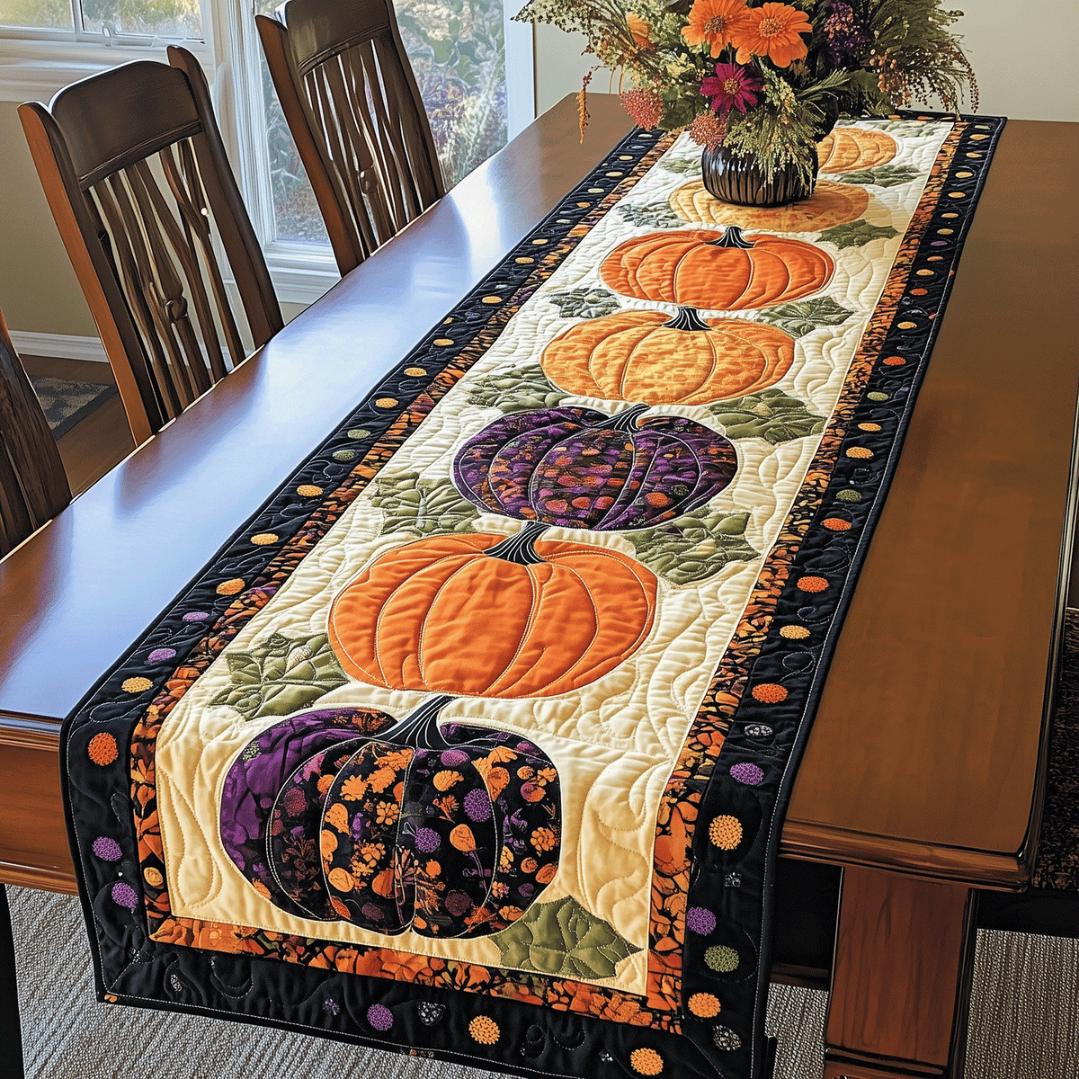 Quilted Table Runner – Pumpkin Design