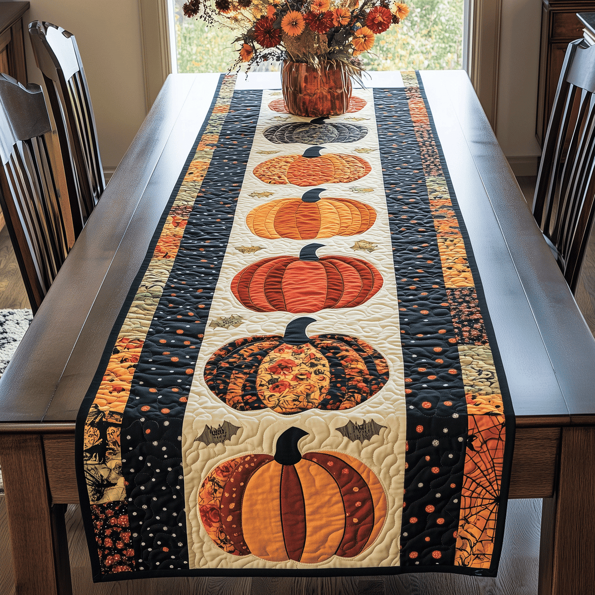 Quilted Table Runner – Pumpkin Design