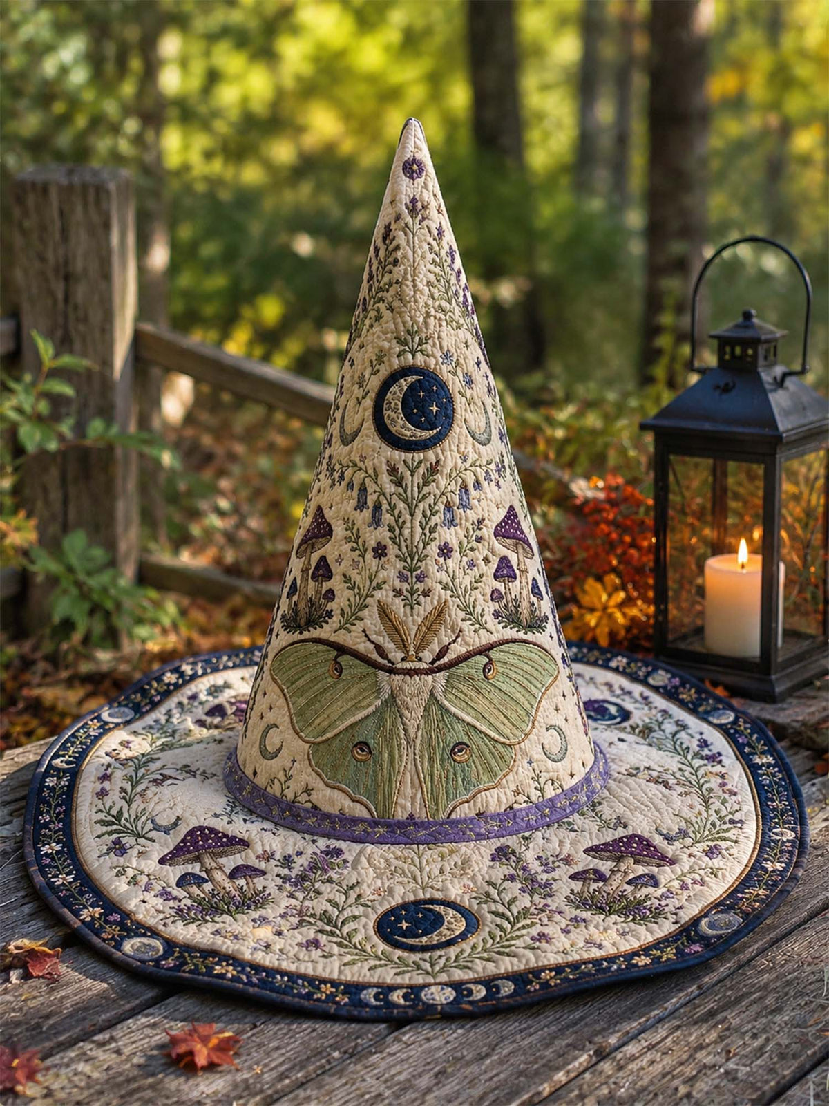 Handmade Quilted Witch Hat – Botanical Fantasy World in Country Style