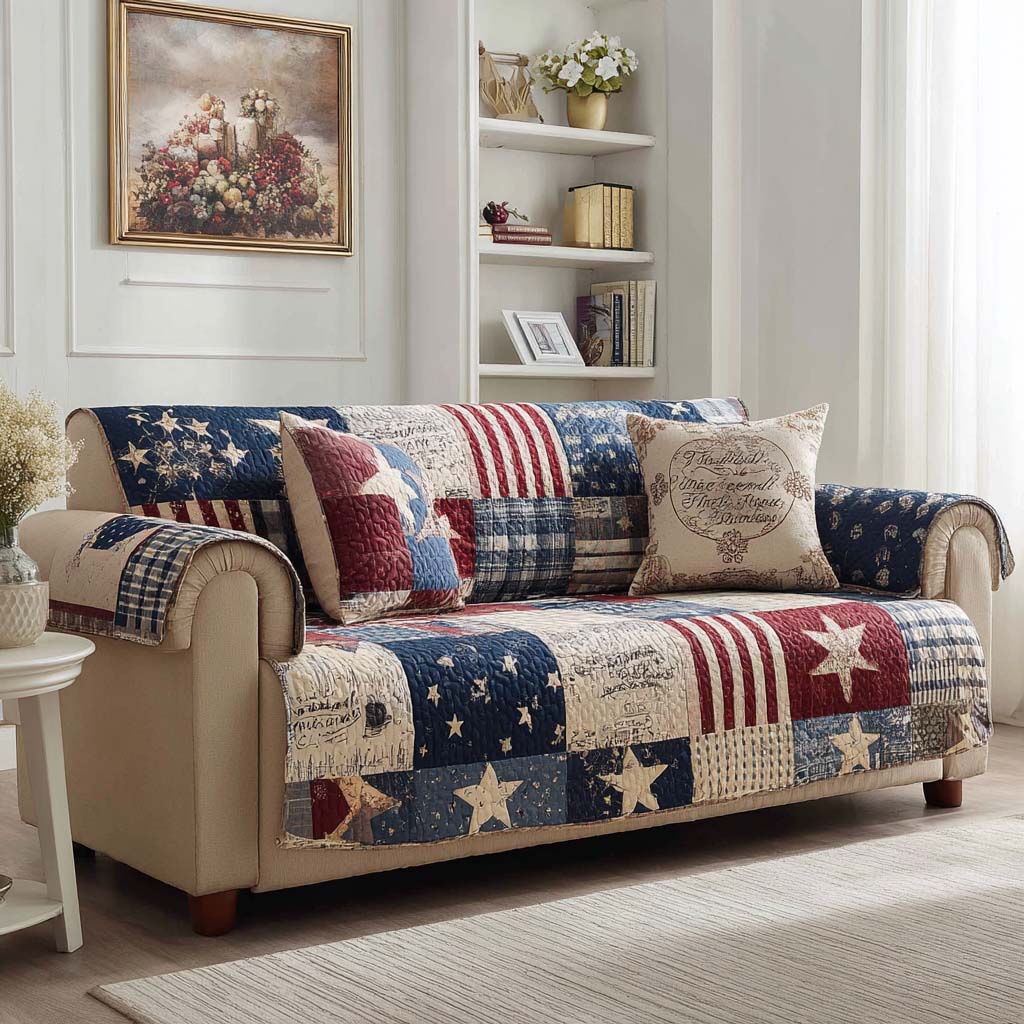 Quilted Sofa Cover – American Style