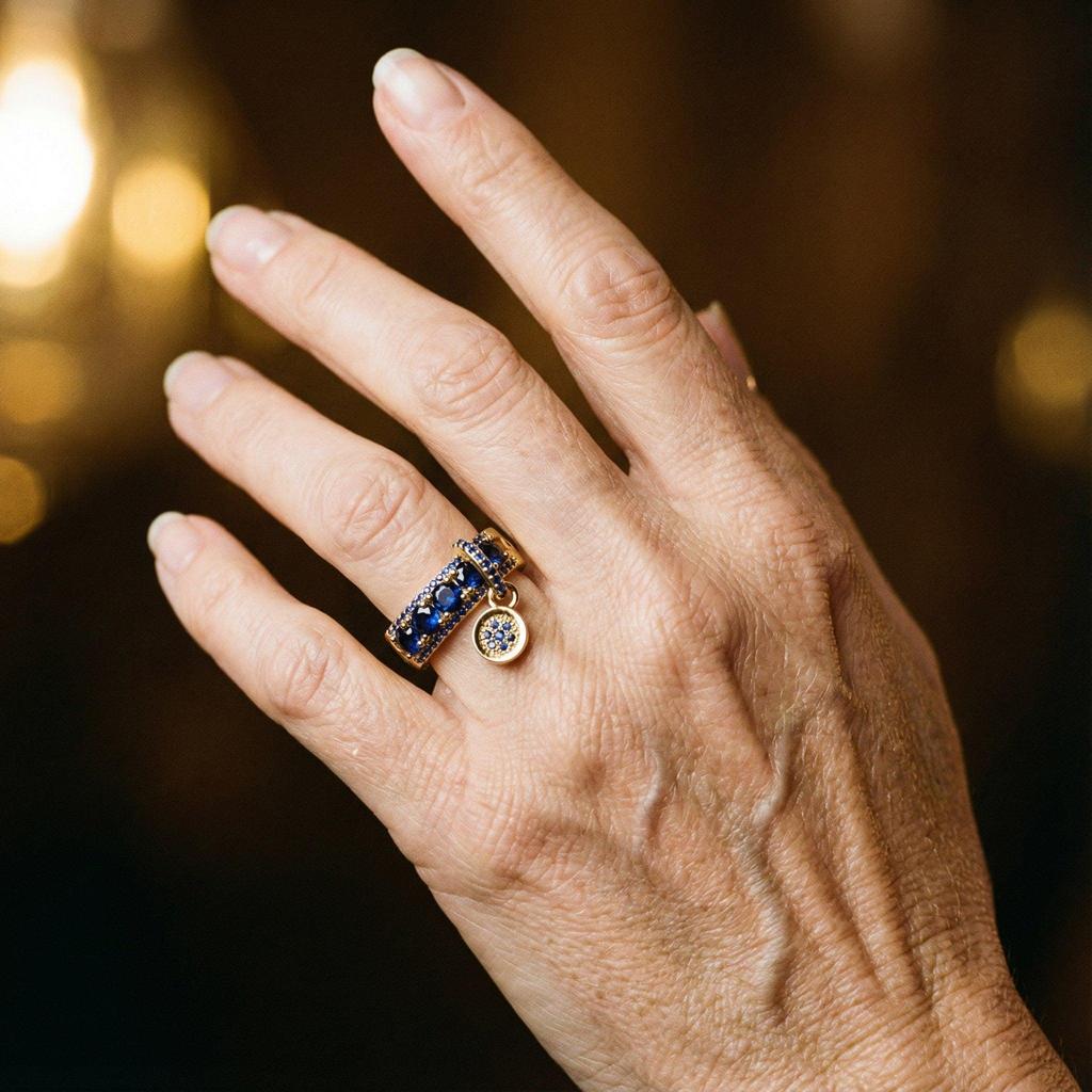 Antique Ring in Gold with Blue Crystal