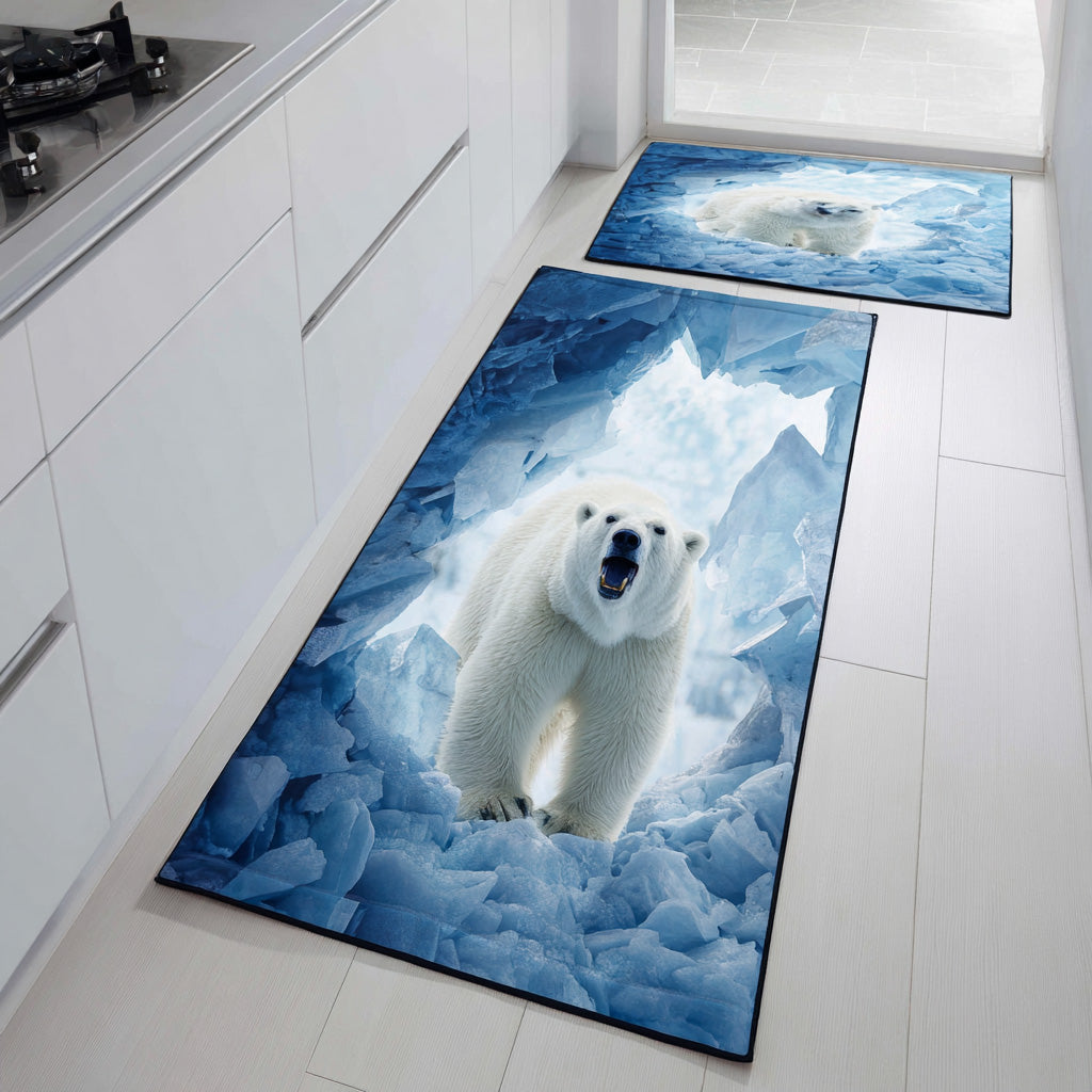 Non-Slip Kitchen Rug – Winter with Snowy Details