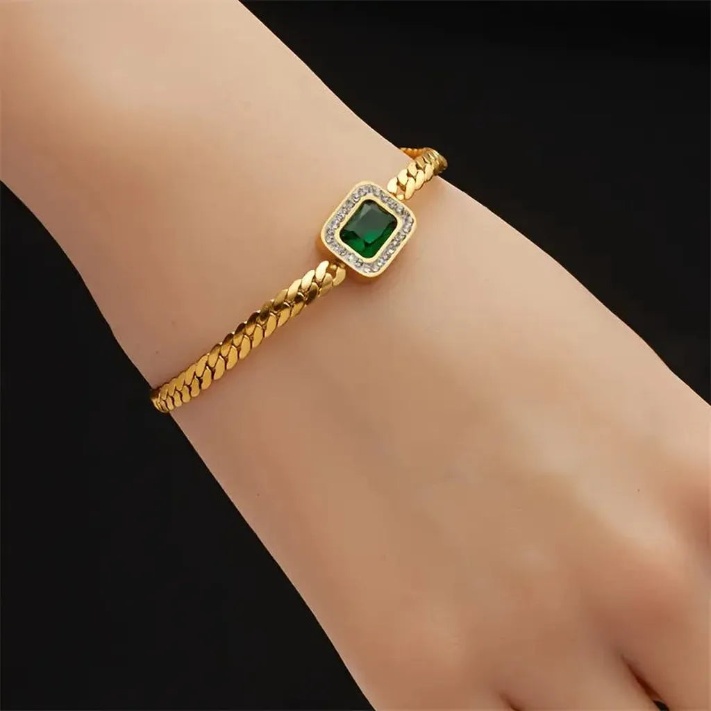 Joanna Bracelet with Emerald Green Stone