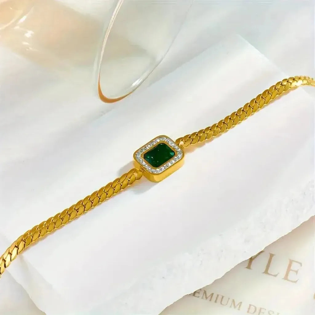 Joanna Bracelet with Emerald Green Stone