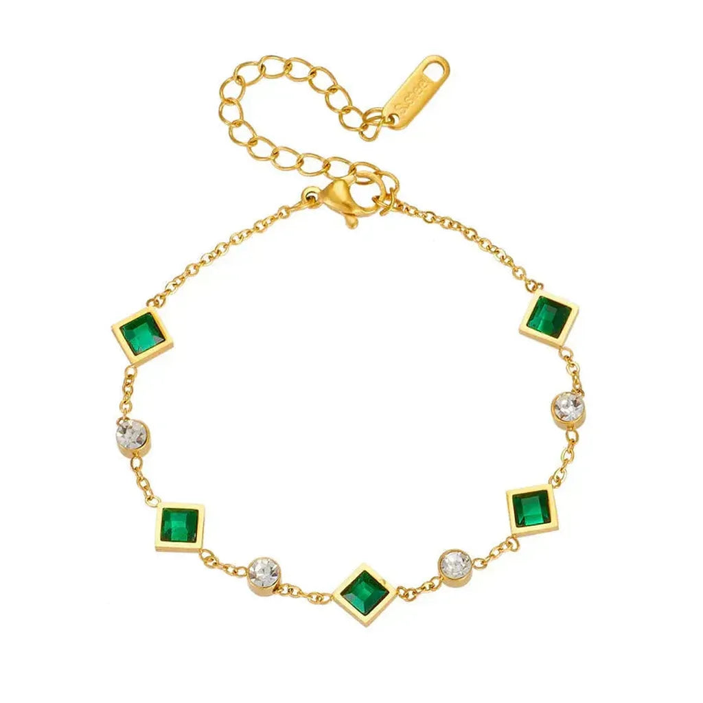 Karolina Bracelet with Emerald Green Stone