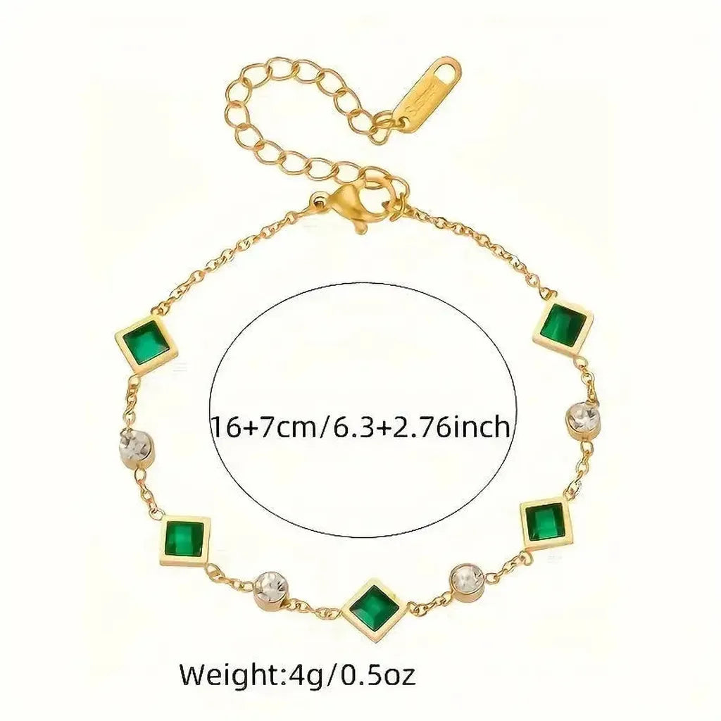 Karolina Bracelet with Emerald Green Stone