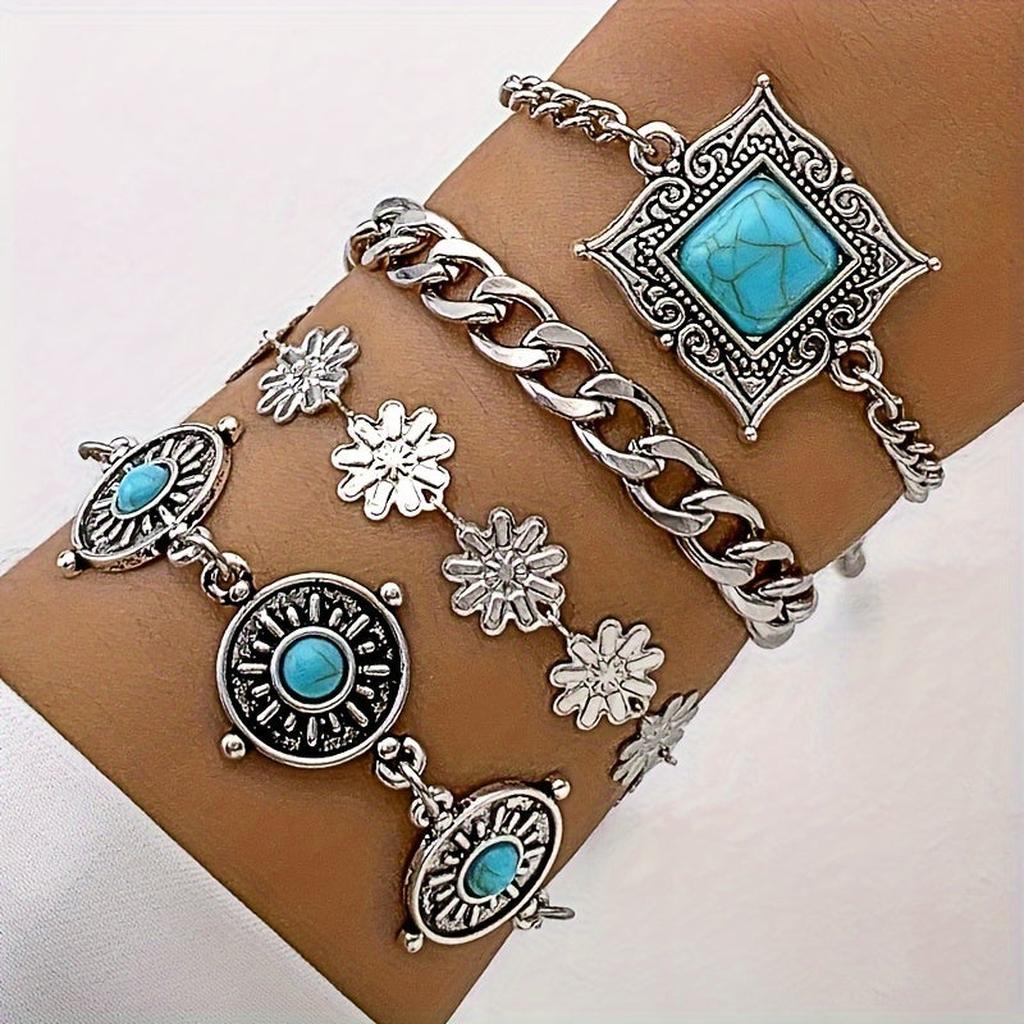 Bracelet Set of Rainbow Stone | White Gold