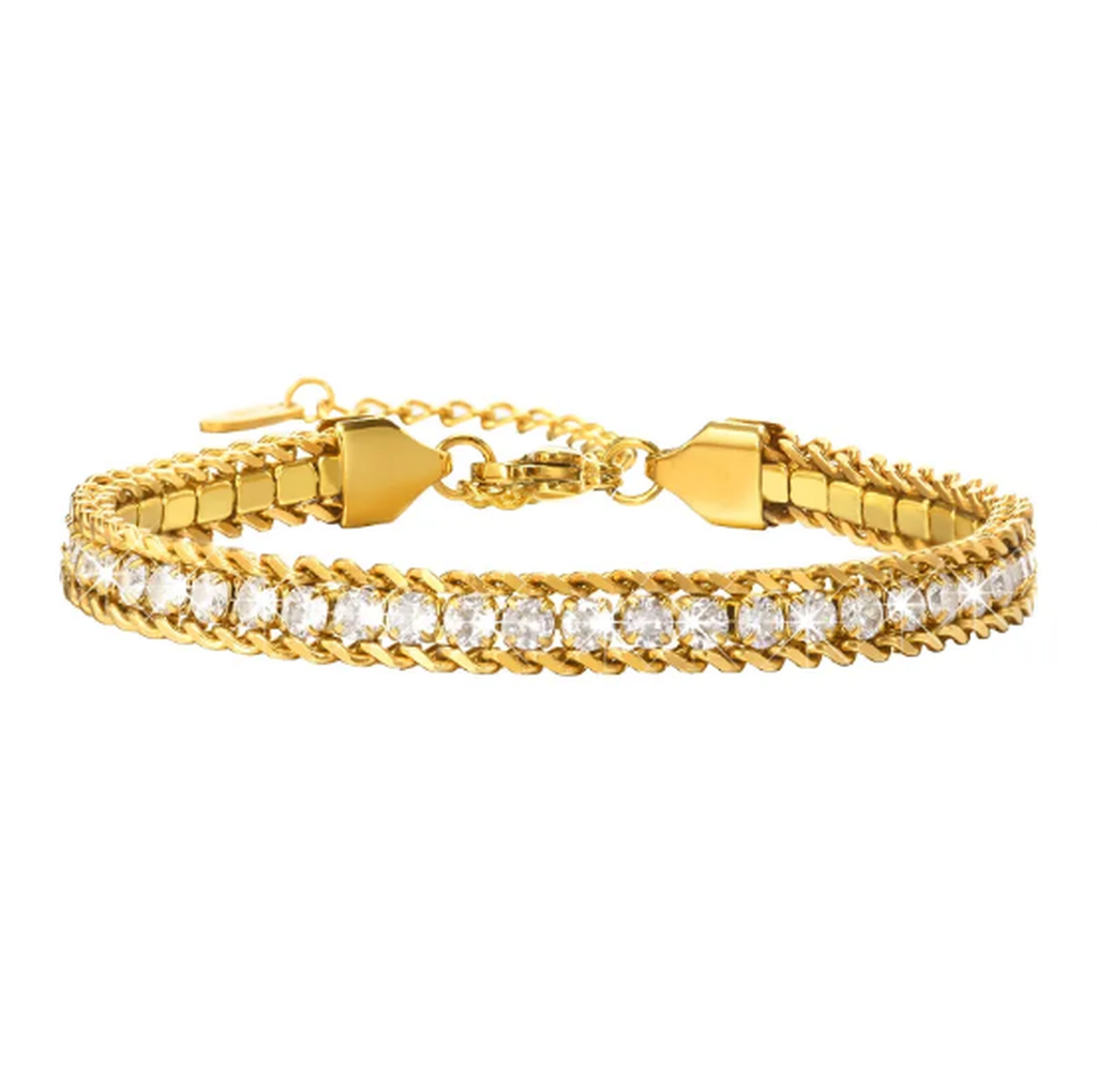 Stainless Steel Bracelet with Zirconia Necklace