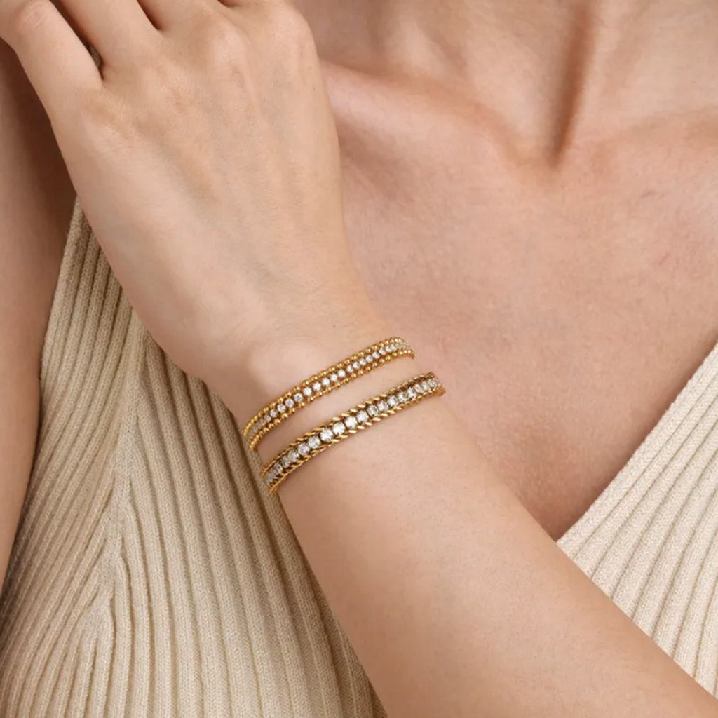 Stainless Steel Bracelet with Zirconia Necklace