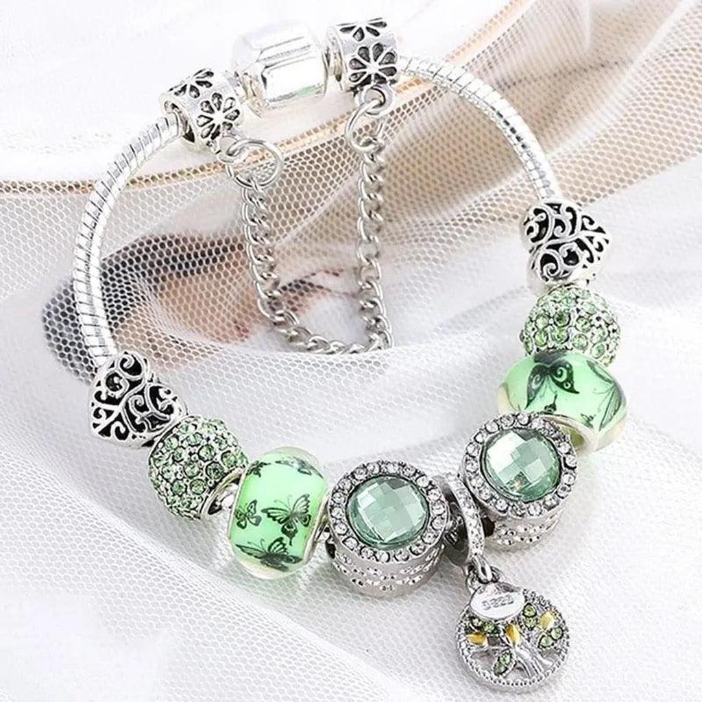 Bracelet in White Gold with Green Crystal