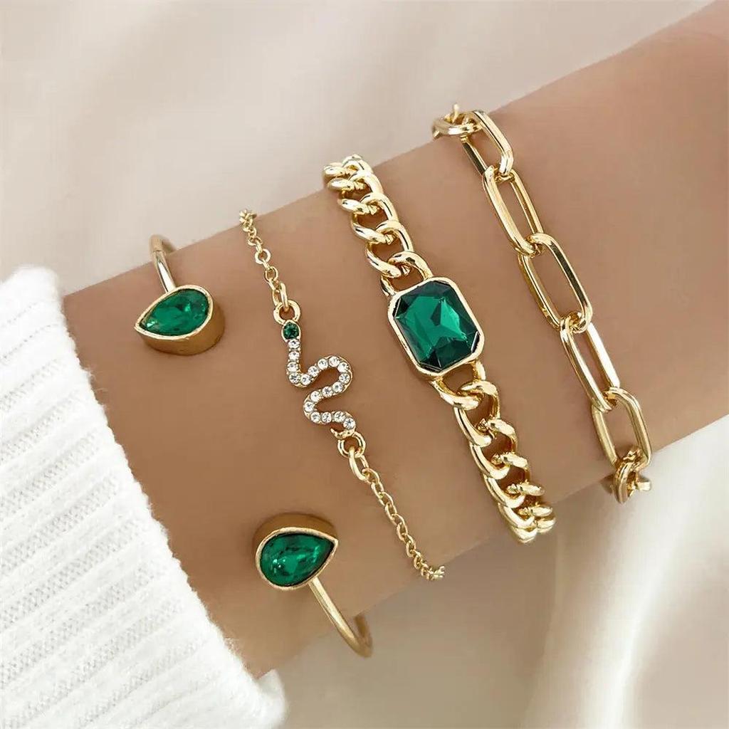 Bracelet with Green Crystals