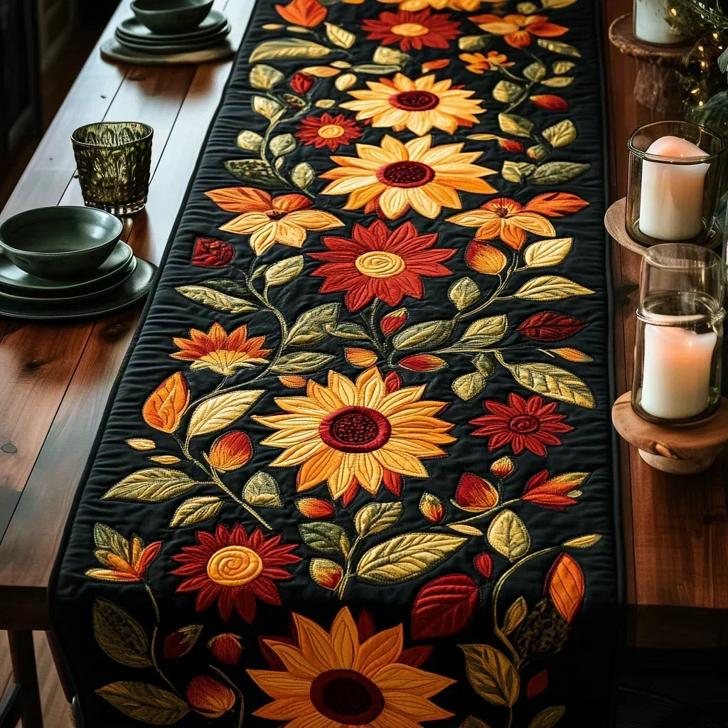 Patchwork Table Runner - Autumn Sunflowers