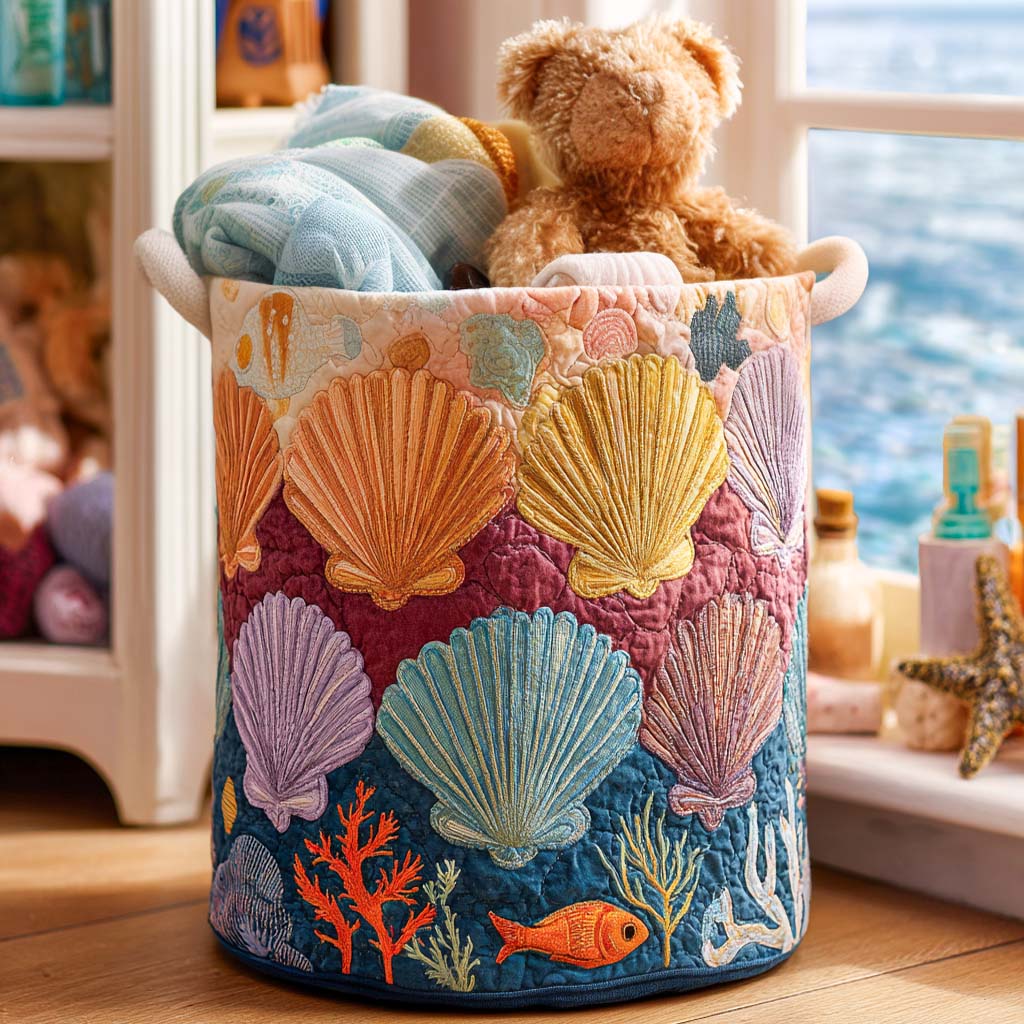 Quilted Laundry Basket with Maritime Design