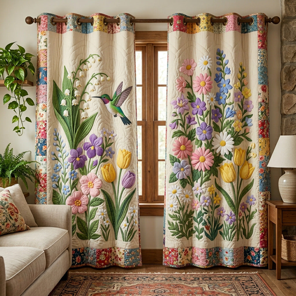 Quilted Curtains – Blooming Garden