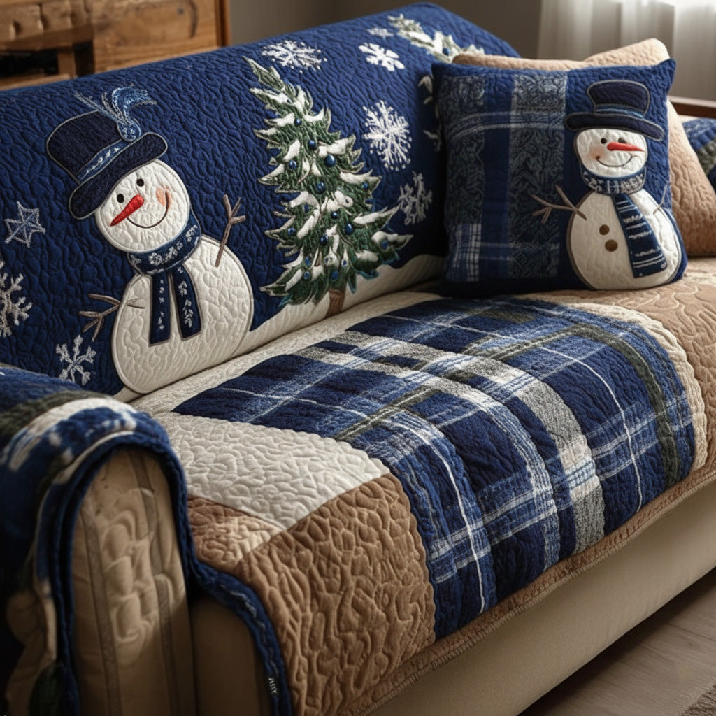 Quilted Sofa Cover with Christmas Design