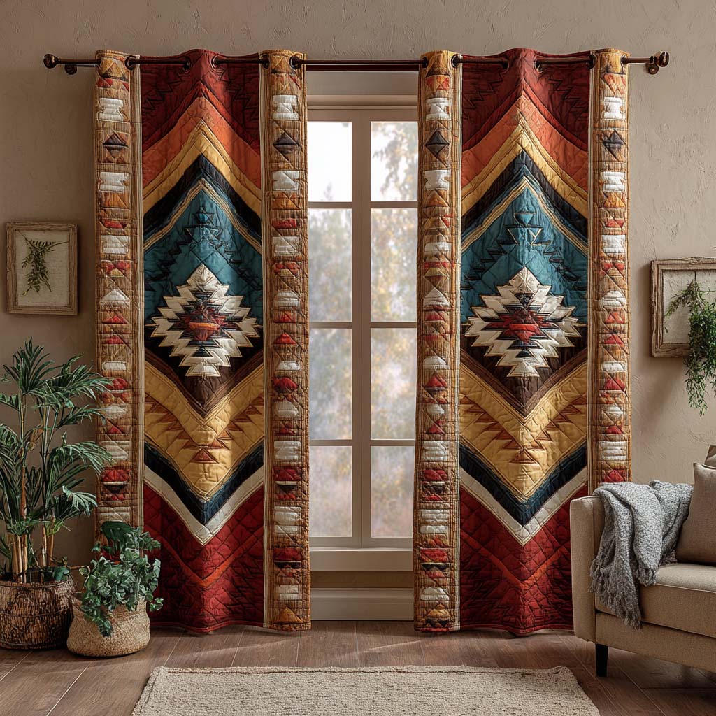 Quilted Curtains – Tribali Blue Mesa