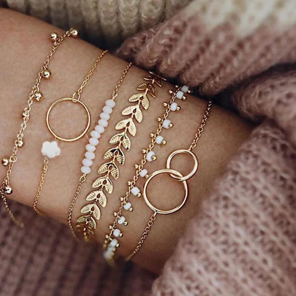 Boho Bracelet Set in Gold Tone