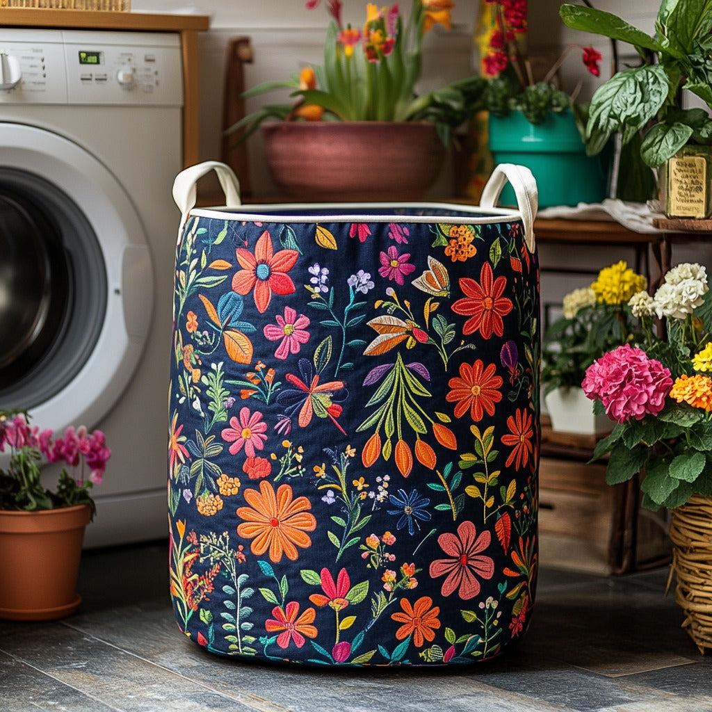 Quilted Laundry Basket in Boho Style