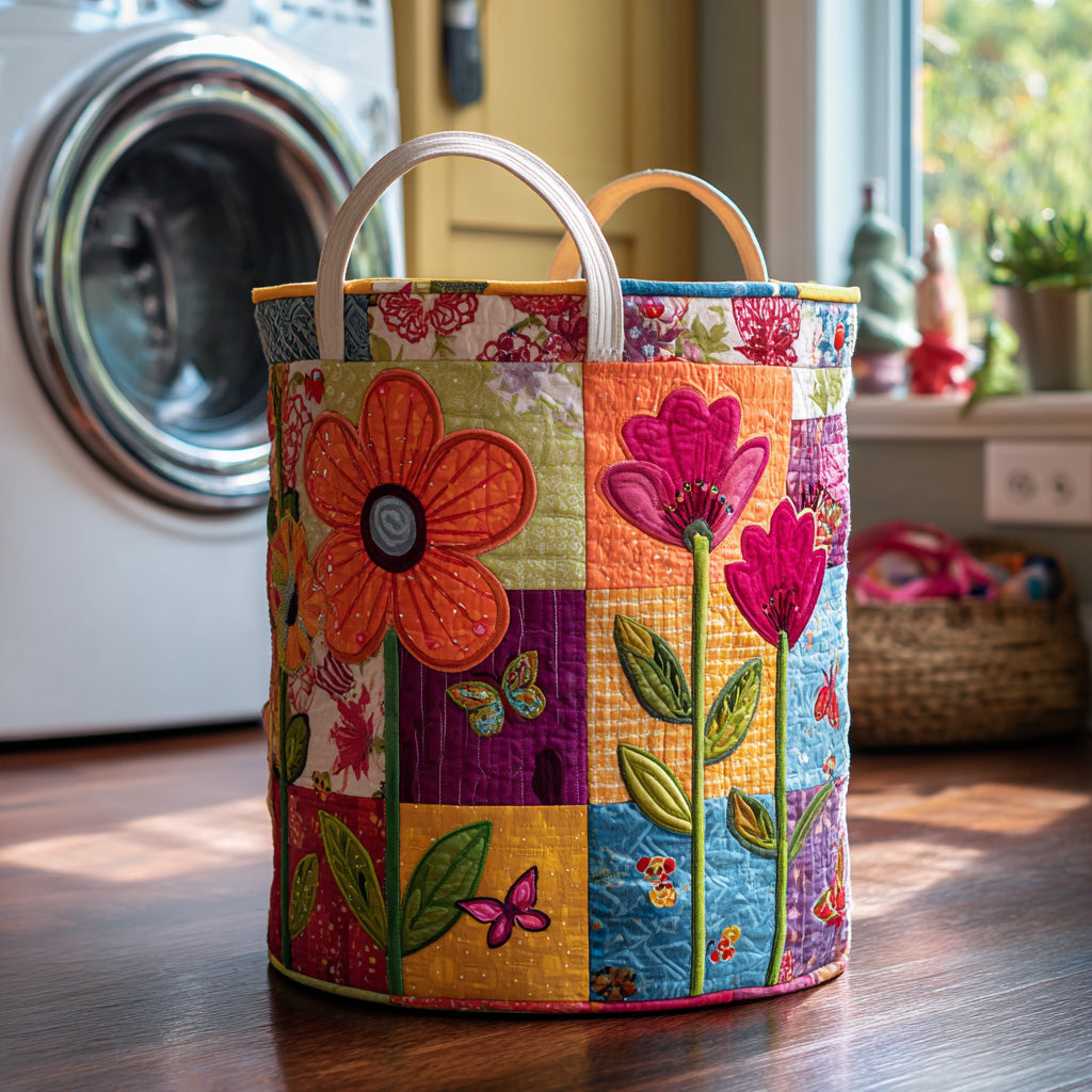 Quilted Laundry Basket in Boho Style
